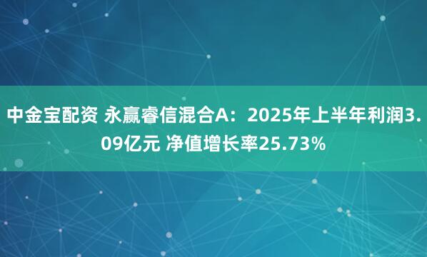 中金宝配资 永赢睿信混合A：2025年上半年利润3.09亿元 净值增长率25.73%