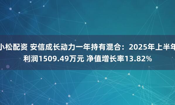 小松配资 安信成长动力一年持有混合：2025年上半年利润1509.49万元 净值增长率13.82%